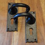 Rustic Door Handles with Euro Lock Black Cast Iron 52mm x 158mm (4002)